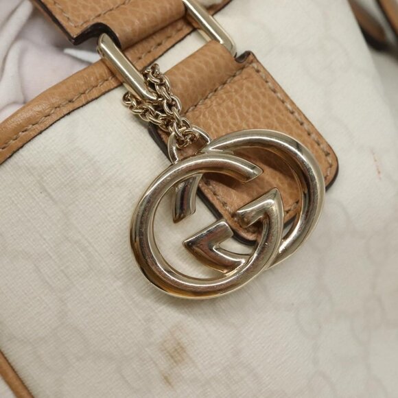 GUCCI GG Supreme Tote Bag PVC Outlet White Gold - Picture 10 of 15